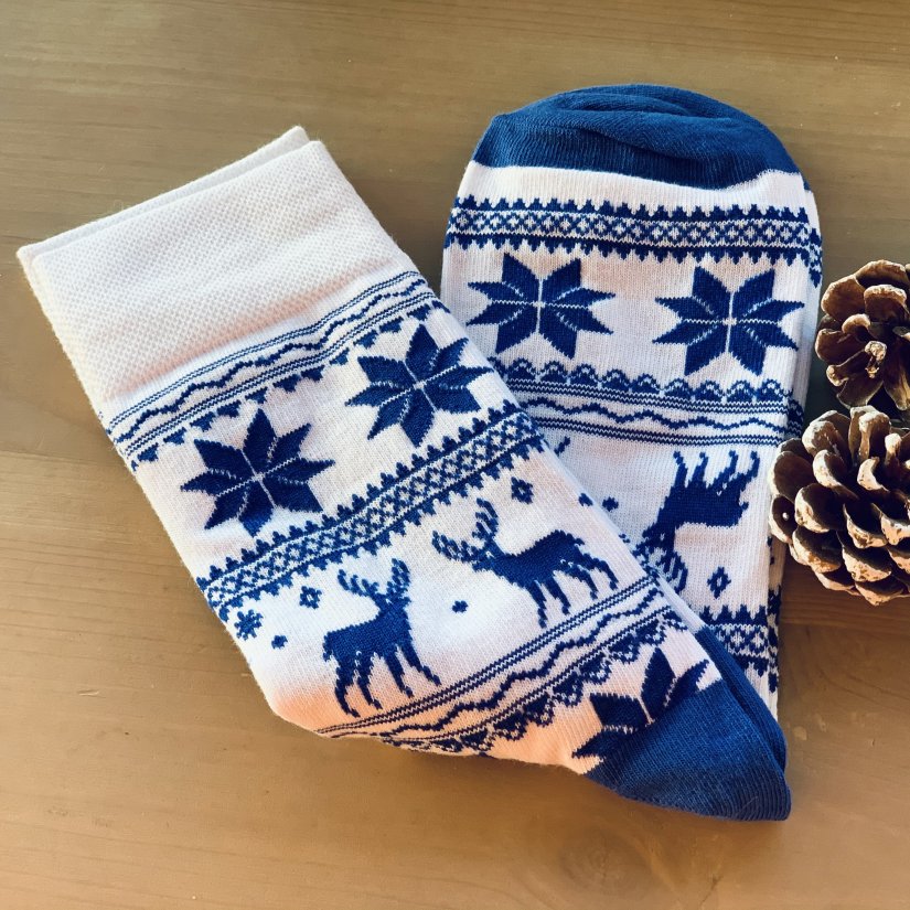 Новогодние носки. "По стопам традиций. Синие с оленями" | Истринская Сыроварня ОЛЕГА СИРОТЫ