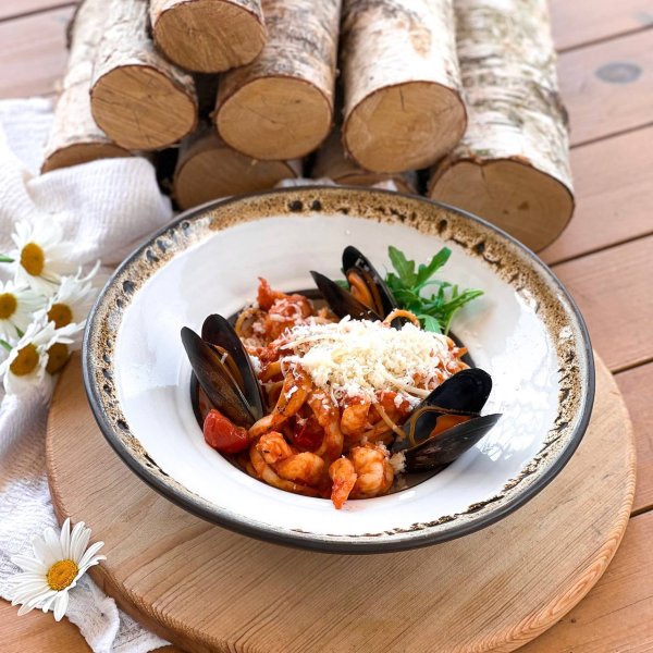Спагетти с морепродуктами | Истринская Сыроварня ОЛЕГА СИРОТЫ